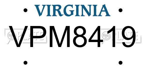 VPM8419 Virginia License Plate