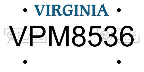 VPM8536 Virginia License Plate