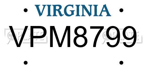 VPM8799 Virginia License Plate