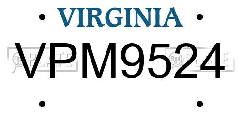 VPM9524 Virginia License Plate