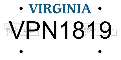 VPN1819 Virginia License Plate
