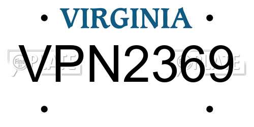 VPN2369 Virginia License Plate