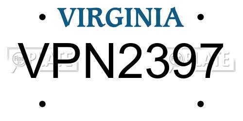 VPN2397 Virginia License Plate