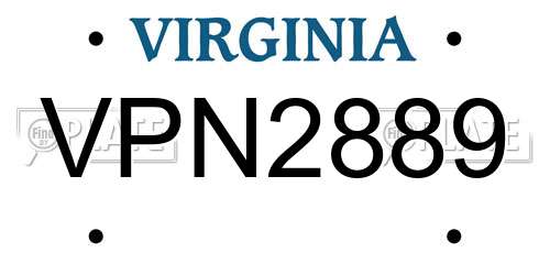 VPN2889 Virginia License Plate