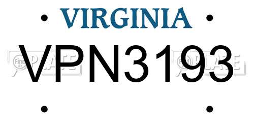 VPN3193 Virginia License Plate