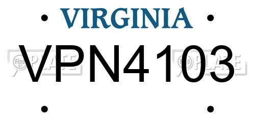 VPN4103 Virginia License Plate