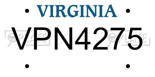 VPN4275 Virginia License Plate