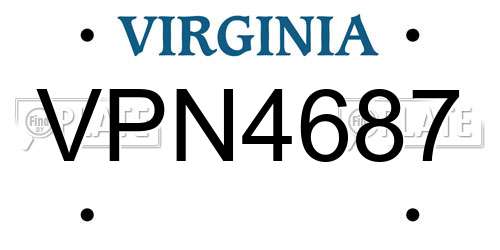 VPN4687 Virginia License Plate