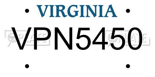 VPN5450 Virginia License Plate