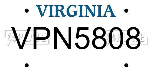 VPN5808 Virginia License Plate