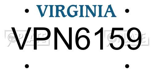 VPN6159 Virginia License Plate