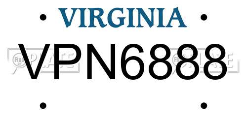 VPN6888 Virginia License Plate