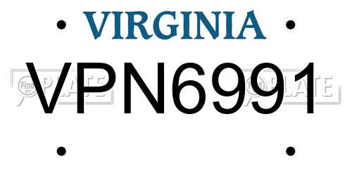 VPN6991 Virginia License Plate