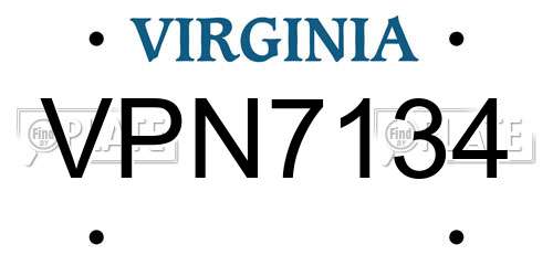 VPN7134 Virginia License Plate