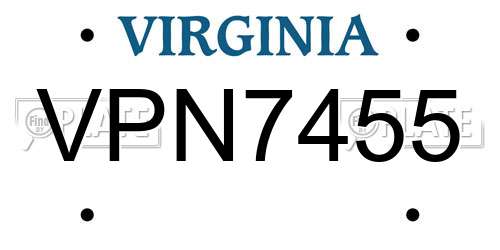 VPN7455 Virginia License Plate