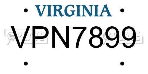 VPN7899 Virginia License Plate