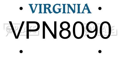 VPN8090 Virginia License Plate