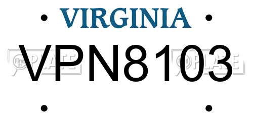 VPN8103 Virginia License Plate