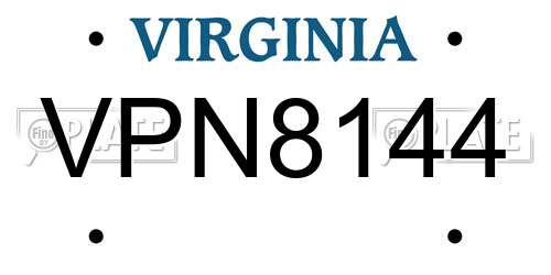 VPN8144 Virginia License Plate