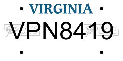 VPN8419 Virginia License Plate
