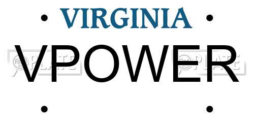VPOWER Virginia License Plate