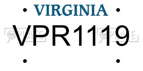 VPR1119 Virginia License Plate