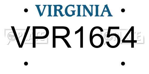 VPR1654 Virginia License Plate