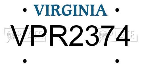 VPR2374 Virginia License Plate