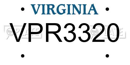 VPR3320 Virginia License Plate