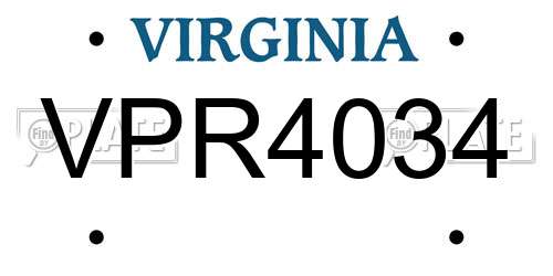 VPR4034 Virginia License Plate