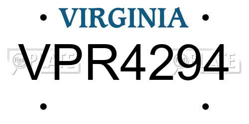 VPR4294 Virginia License Plate