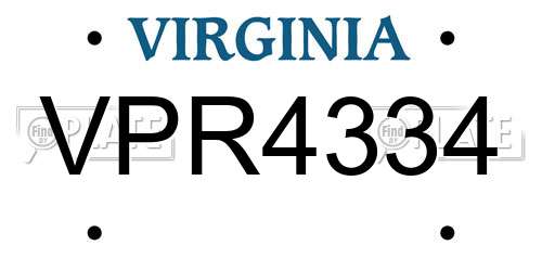 VPR4334 Virginia License Plate