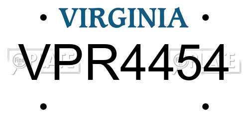VPR4454 Virginia License Plate