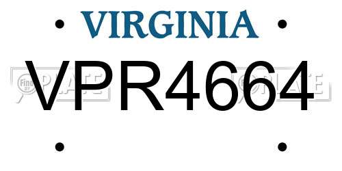 VPR4664 Virginia License Plate