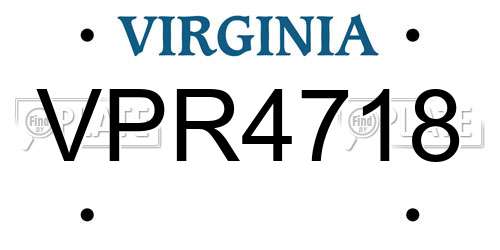 VPR4718 Virginia License Plate