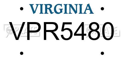 VPR5480 Virginia License Plate