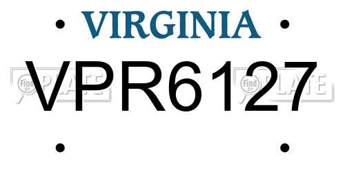 VPR6127 Virginia License Plate