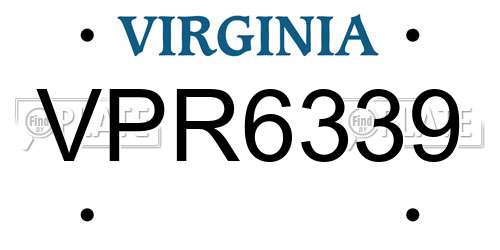 VPR6339 Virginia License Plate