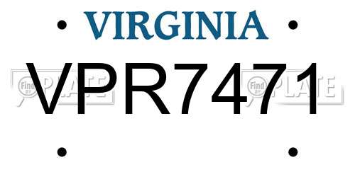 VPR7471 Virginia License Plate
