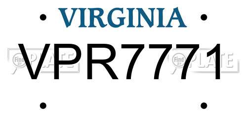 VPR7771 Virginia License Plate