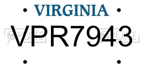 VPR7943 Virginia License Plate