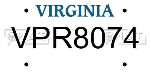 VPR8074 Virginia License Plate