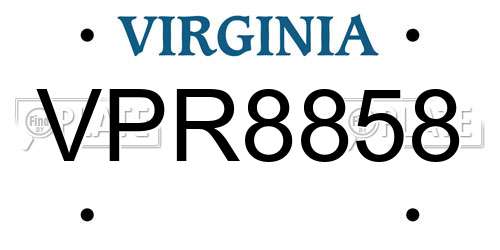VPR8858 Virginia License Plate