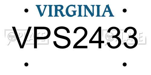 VPS2433 Virginia License Plate