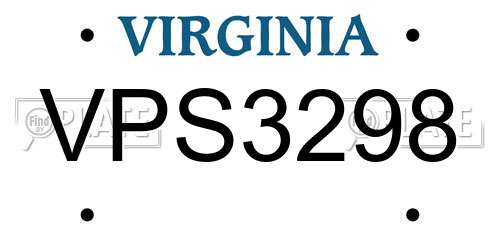 VPS3298 Virginia License Plate
