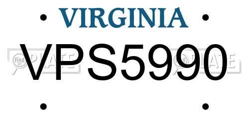VPS5990 Virginia License Plate