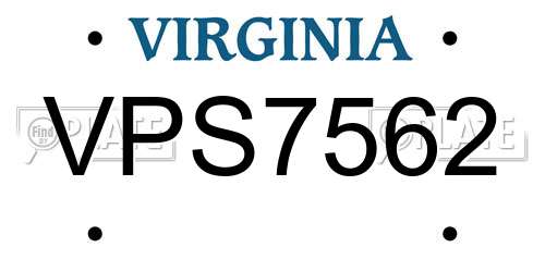 VPS7562 Virginia License Plate