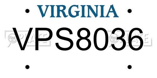 VPS8036 Virginia License Plate