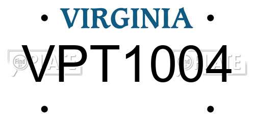 VPT1004 Virginia License Plate