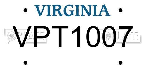 VPT1007 Virginia License Plate